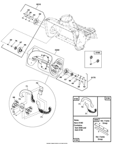 Auger Group Diagram and Parts List for 1696851-02  Briggs and Stratton Snow Blower